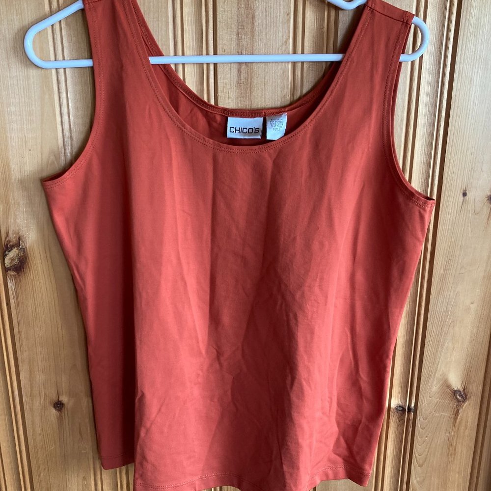 Chicos Tank Top Orange Nylon Blend Size 2 US 12